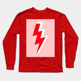 Red and White Triple Lightning Bolt on Pink Long Sleeve T-Shirt